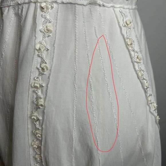 Vintage Sue Wong Dress 4 Ivory Beaded Lace Trim Cottagecore Prairie Midi - Picture 10 of 12